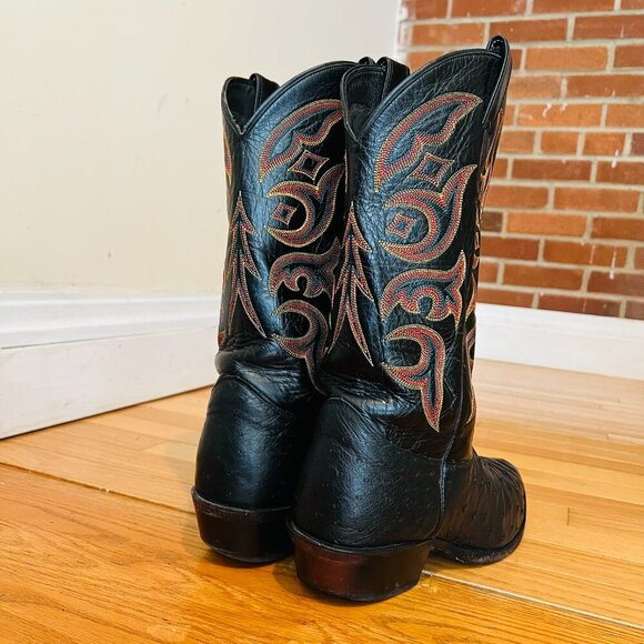 JUSTIN 8933 Made in USA Quill Ostrich Skin Western Cowboy Leather Boots Size 11 - Picture 8 of 16